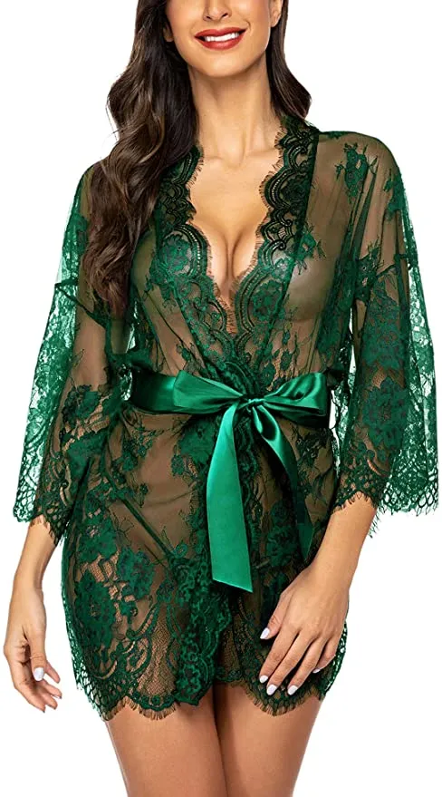 CupidSecrets Couples Sexy Lace Kimono Robe