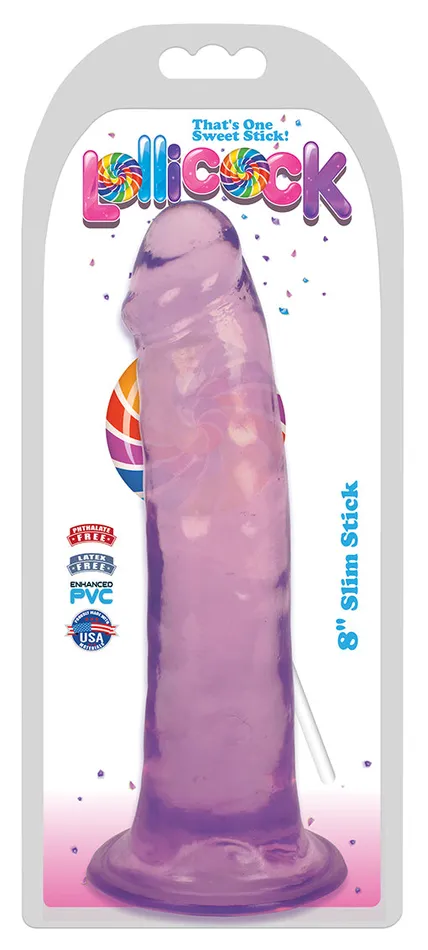 Dildos 8 Inch Slim Stick Grape Ice Dildo Curve Toys Dildos 8 Inch Slim Stick Grape Ice Dildo Curve Toys