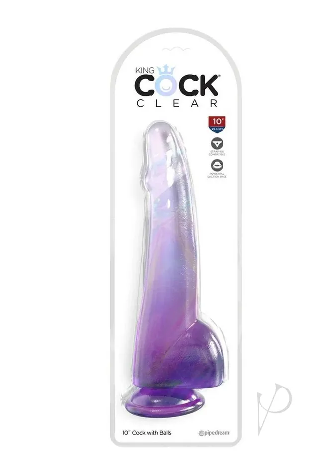 Dildos King Cock Kc 10 Cock Clear Wballs Purple