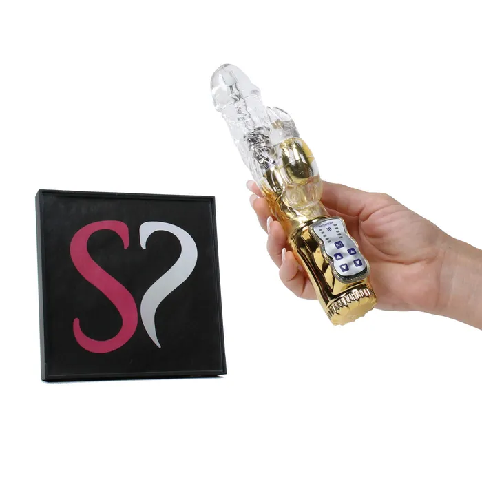 Double Delight 7 Function Rechargeable Rabbit Vibrator With Rotating Beads Simpli Pleasure V2 Female Sex Toys