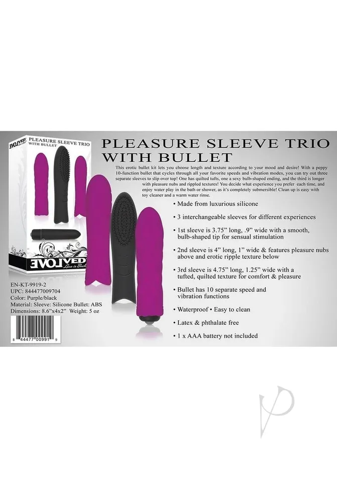 Evolved Male Sex Toys Bullet With Sleeve Trio Kit