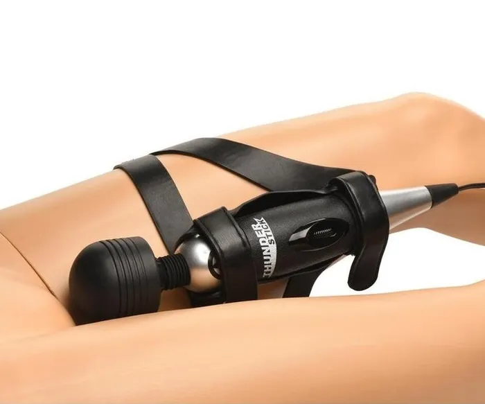 Female Sex Toys XR Brands Master Series Thunder Strap Wand Thigh Harness Black Female Sex Toys XR Brands Master Series Thunder Strap Wand Thigh Harness Black