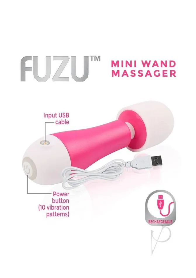 Fuzu Recharge Mini Wand Pink Fuzu Vibrators