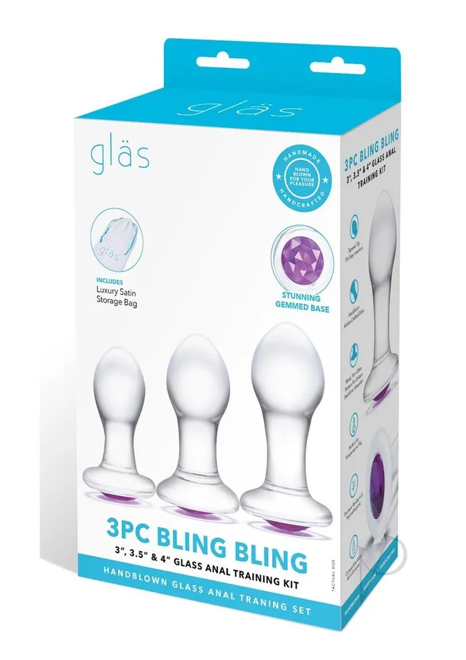 Glas Anal Bling Bling Anal Training Kit 3pc Clear