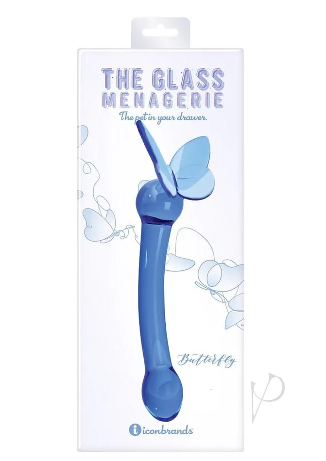 Glass Menage Butterfly Gspot Dk Blu Glass Managerie Dildos