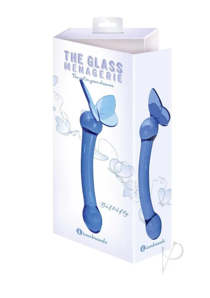 Glass Menage Butterfly Gspot Dk Blu Glass Managerie Dildos