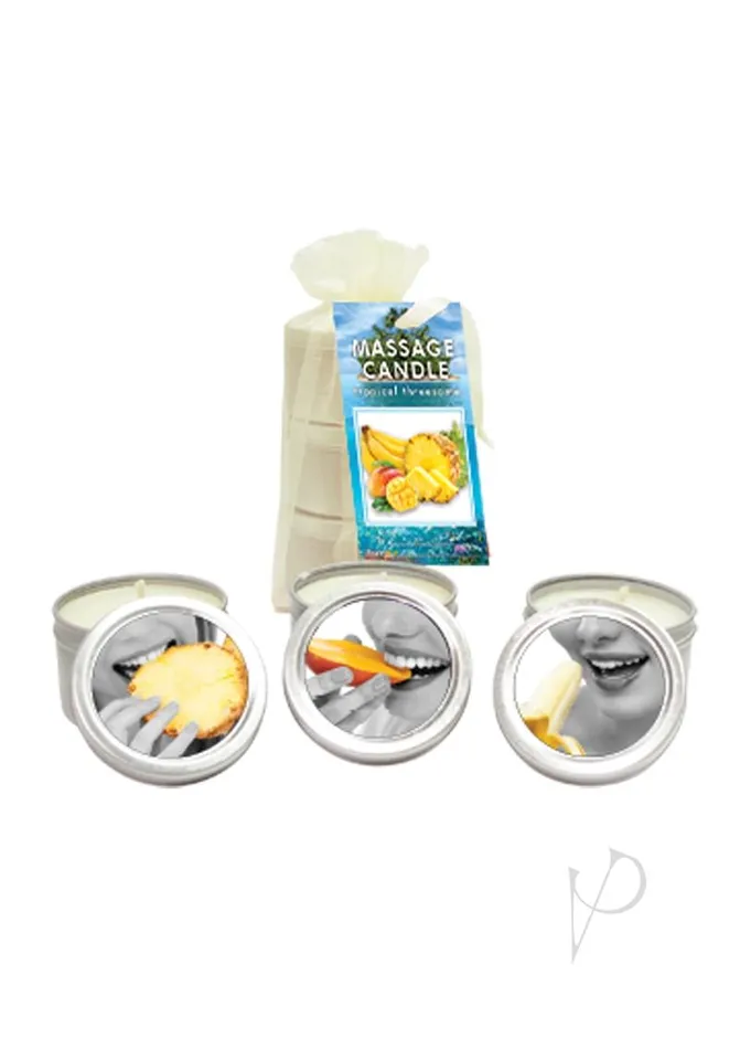 Hemp Seed Body Care Tropical Massage Candle Trio Set Couples