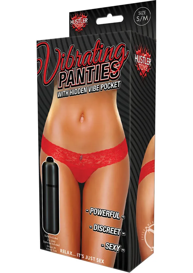 Hustler Toys Vibrators Vibrating Lace Thong Red Sm