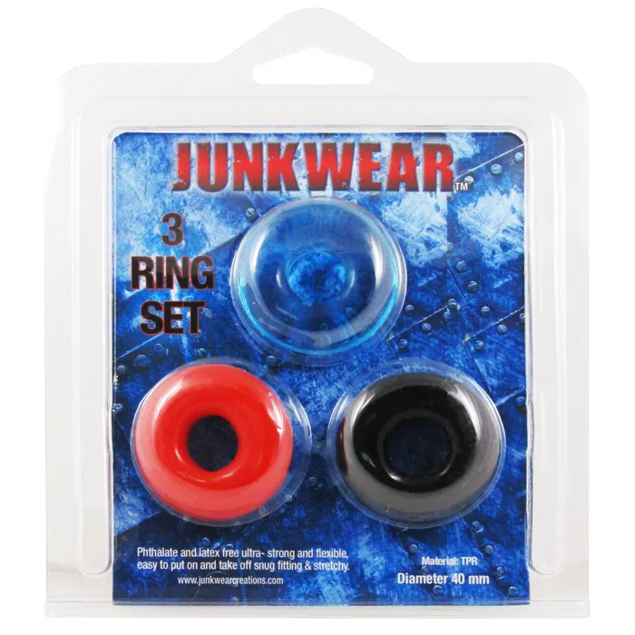 Junkwear 3 Cock Ring Set Castle Megastore Male Sex Toys
