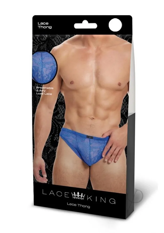Lace King Vibrators Lace King Lace Thong Sm Blu