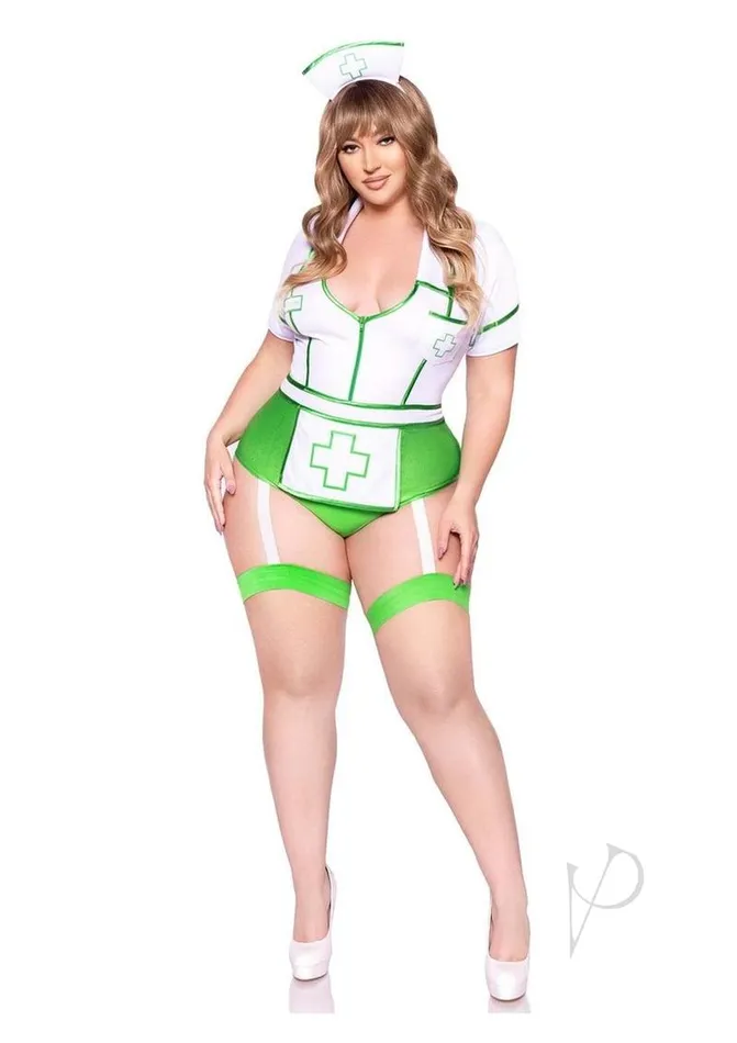 Leg Avenue Nurse Feelgood 2pc 3x4x Grnwht Vibrators
