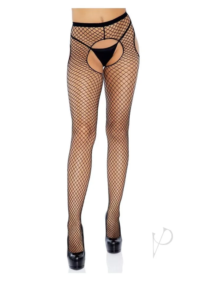 Leg Avenue Vibrators Industrial Net Garterbelt Hose Os Blk