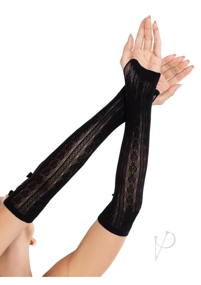 Leg Avenue Vibrators Sweetheart Stripe Keyhole Arm Bow Blk Os