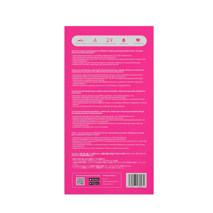 Lovense Osci 3 Remotecontrolled Heating Thumper Rabbit Vibrator Pink HYLTD Vibrators
