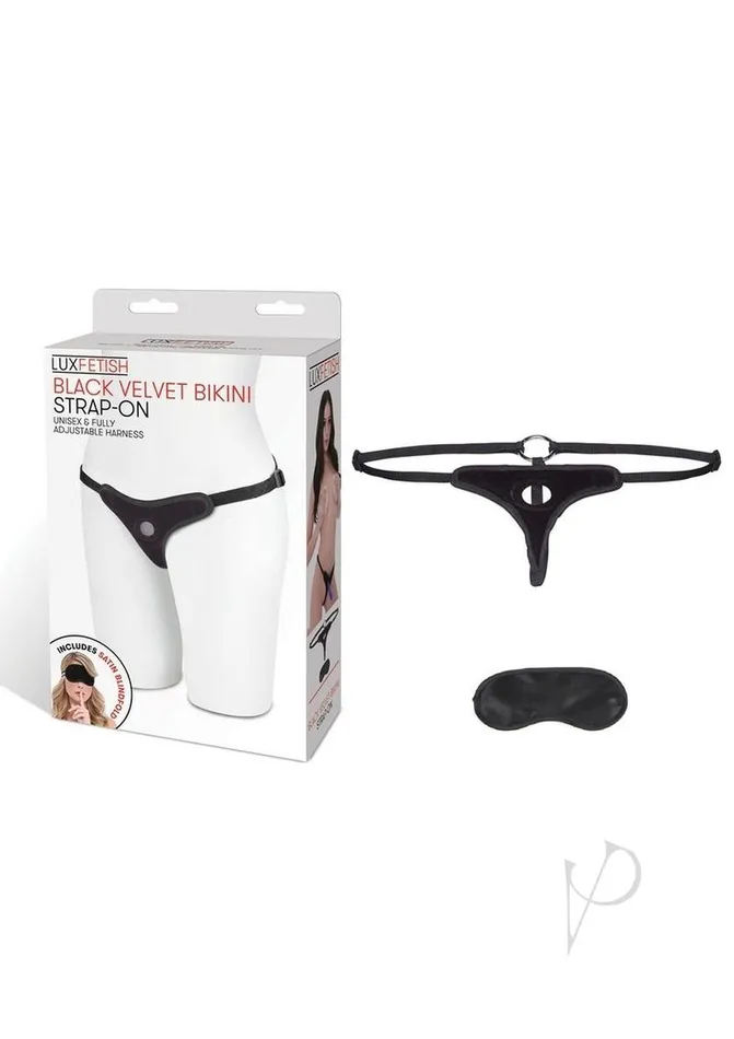 Lux Fetish Lux F Velvet Bikini Strap On Black Female Sex Toys