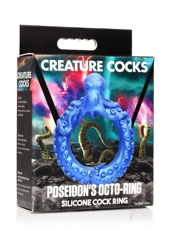 Male Sex Toys Creature Cocks Poseidons Octo Ring Silicone Cock Ring Blue Creature Cocks